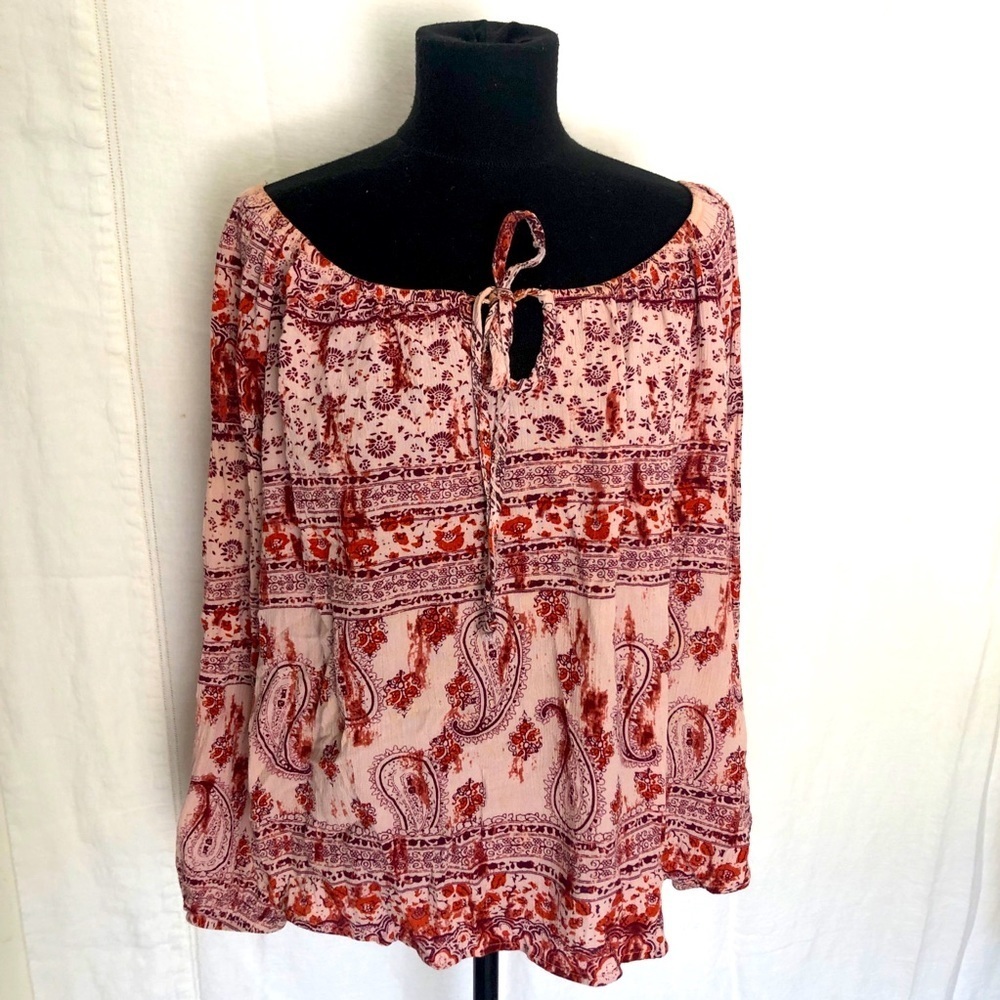 Charlotte Russe Off the shoulder boho top long sleeve size L
